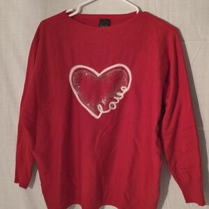 Aaeda  "Love" Heart Super Soft Sweater Sz L